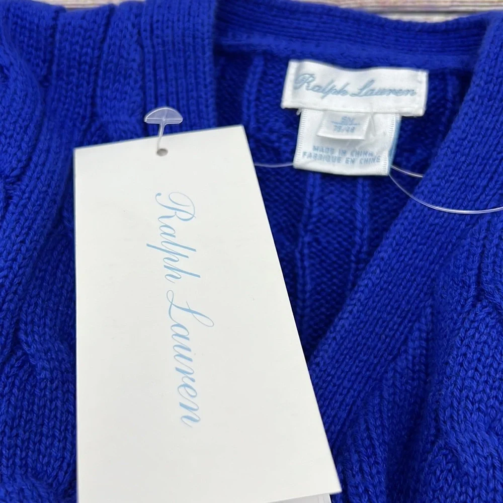 Ralph Lauren Blue Knit Sweater with Red Logo Sz 9M